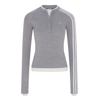 adidas阿迪达斯三叶草优雅修身显瘦假两件内搭女针织衫毛衣LH2670