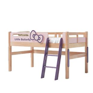 七叶木全实木儿童半高床小户型储物收纳中高床带书桌蝴蝶结公主床