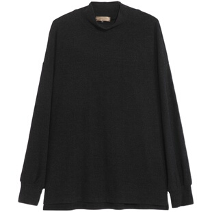 何记港风/经典秋冬半高领内搭 复古小灯笼袖宽松纯色打底衫男