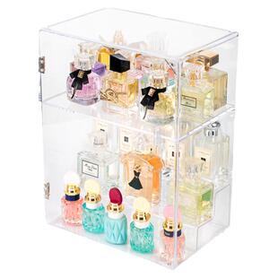 香水收纳盒亚克力桌面化妆品置物架梳妆台防尘香水收纳架子展示柜