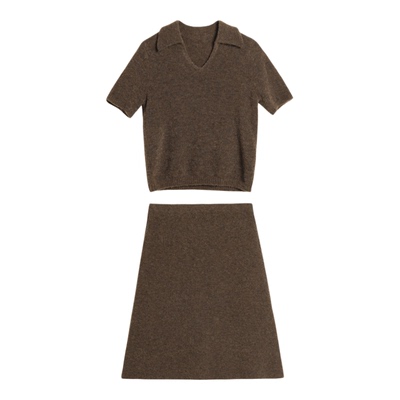 322WORKHOUSE羊毛针织短袖上衣搭配半裙女士新款秋冬套装B125+126