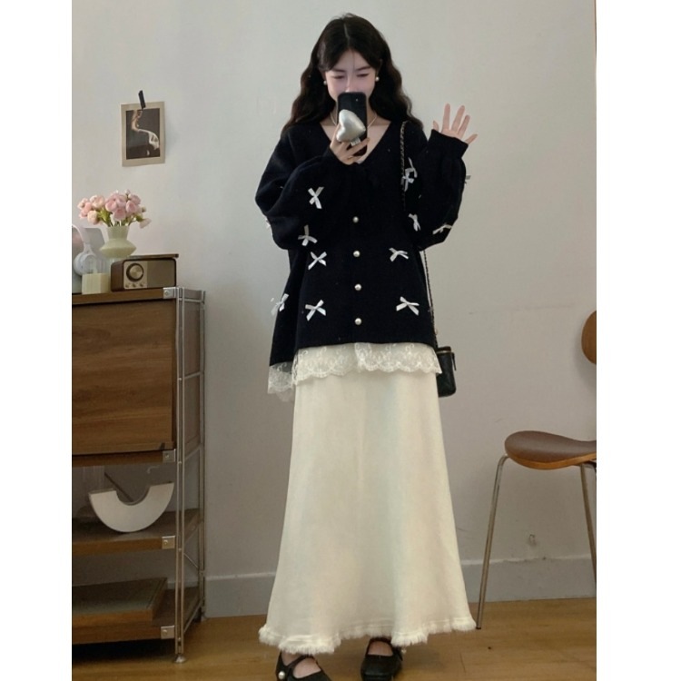 大码胖mm红色毛衣半身裙套装2025冬装一整套遮肉穿搭巨好看两件套