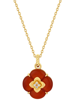 一撇一捺柿子红玛瑙项链女红色