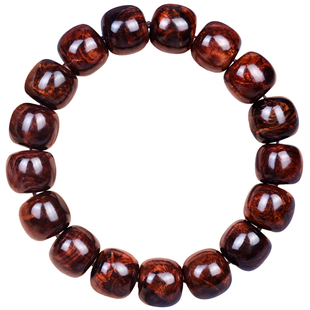 正宗海南黄花梨老料帝王紫油梨手串1213老型珠桶珠水波纹虎皮纹