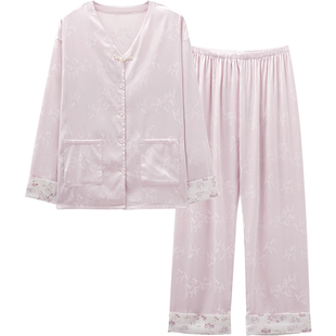 思莉太太新中式国风冰丝睡衣女款长袖巨好看独特绝美春夏天家居服