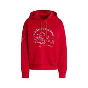 adidas阿迪达斯卡通小狗sportswear连帽套头衫2026春女卫衣KB7221