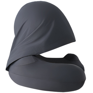 按压充气u型枕旅行枕连帽飞机护颈枕便携睡觉神器坐车冰丝u形枕夏