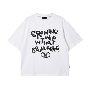 MLMR夏季新款设计感圆领字母印花图案纯棉短袖T恤上衣男女装潮牌