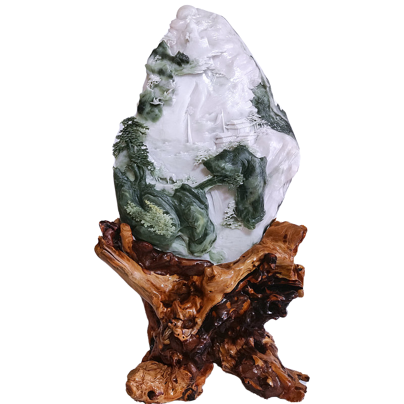 山水摆件玉石工艺品独山玉雕山子