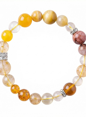 TEEHOD天然黄水晶手串女生招财水晶手链天然金发晶暴富本命年手链