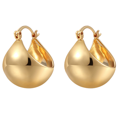 桑蕾扇面BOBO球铜镀金耳钉