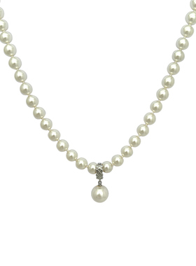 高级感铂金灰色长款珍珠项链