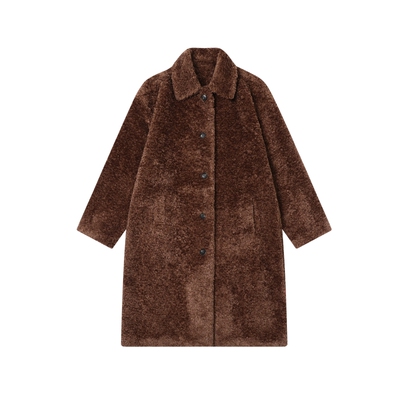 TGNS仿羊羔绒大衣秋冬过膝风衣