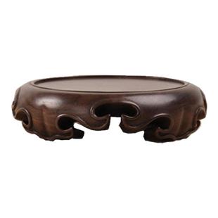 实木非洲黑檀圆形底座花瓶盆景摆件原木玉器紫砂茶壶香炉福字木托