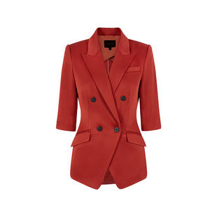 MARYLING玛俪琳春季新品砖红七分袖西装外套A1EBW10020