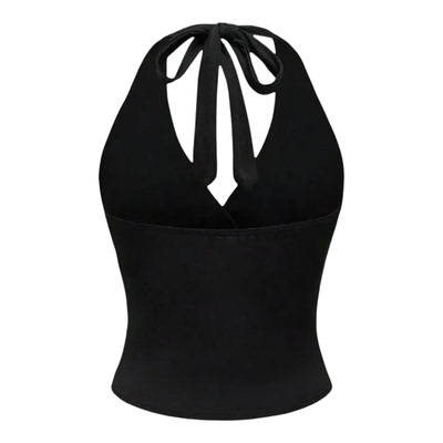 欧美辣妹豹纹露背短款挂脖小背心