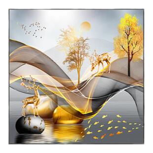 包安装轻奢客厅装饰画单幅现代简约餐厅挂画方形玄关墙面壁画招财