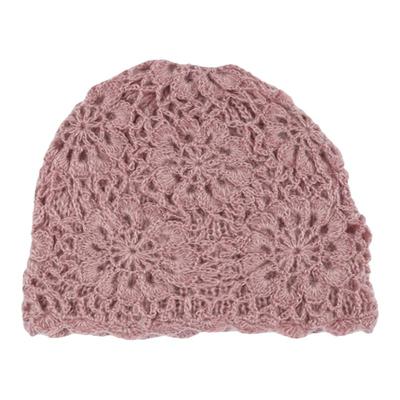 素颜保暖手工钩花帽洋气百搭花朵