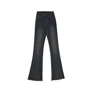 喇叭牛仔裤女2026新款春秋款高腰显瘦弹力梨型身材毛边马蹄微喇裤