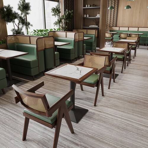 复古茶楼卡座奶茶店甜品店小吃店咖啡厅桌椅组合双人休闲简约