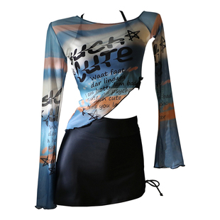 【云端落霞】分体泳衣三件套女小胸聚拢性感纯欲遮肚裙裤单边罩衫