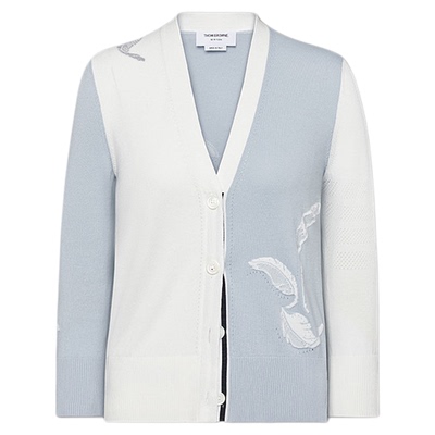 [春夏优惠]THOM BROWNE 女士FUNMIX羽毛嵌花薄开衫