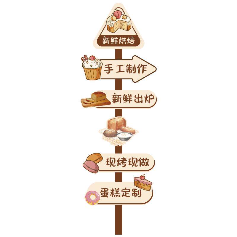 网红蛋糕店墙面装饰烘焙面包甜品氛围背景贴画路牌打卡门口吸引人
