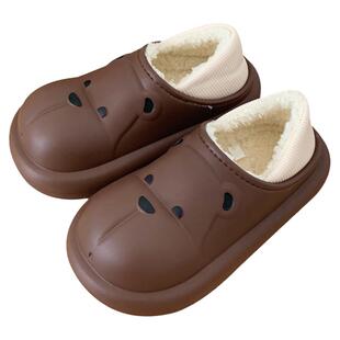 细细条女冬季外穿卡通保暖防滑亲子棉拖鞋防水居家全包跟月子鞋男