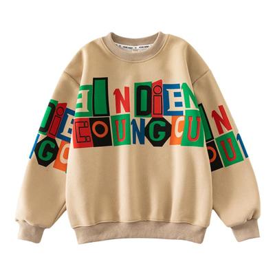 男童t恤长袖加绒卫衣秋冬款2025新款中大童儿童秋装打底衫男孩T潮