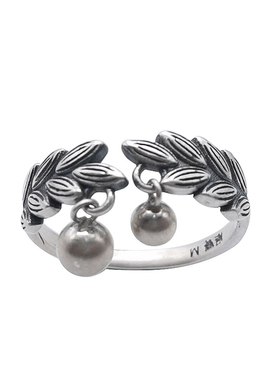 麦穗戒指925纯银雕花复古女