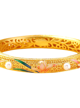 颜淡古风镀金手镯开口手串饰品女