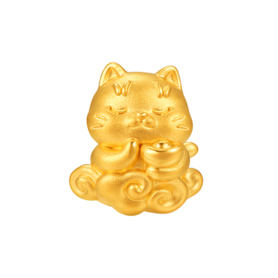 明牌珠宝硬金喵咪佛陀串珠 黄金国潮佛系猫猫足金转运珠AFP1255