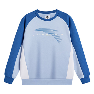 安踏儿童男童针织套头衫春秋款舒适亲肤百搭中大童圆领运动卫衣潮