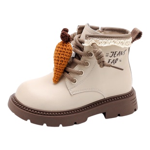 女童马丁靴2025秋冬款洋气皮靴女童公主风软底短靴加绒小皮靴