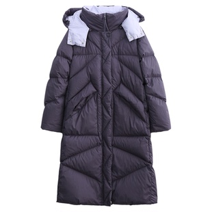 科尚90鹅绒服女2025年冬季新款中长款连帽加厚保暖羽绒服外套显瘦