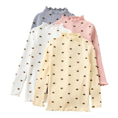 薄款条纹纯棉半高领内搭打底衣