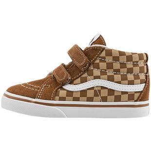 Vans范斯童鞋官方 SK8-Mid Reissue V深棕色棋盘格小童板鞋