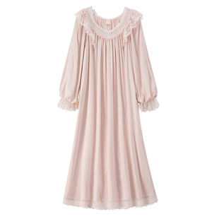 RoseTree宫廷风睡裙女春秋季长袖长款蕾丝法式复古公主高级感睡衣