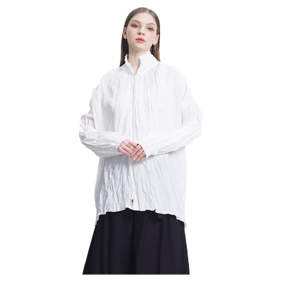 readme宽松长袖压褶衬衫