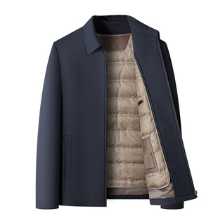 罗蒙羽绒夹克男保暖加厚外套行政商务休闲爸爸装秋冬款羽绒服