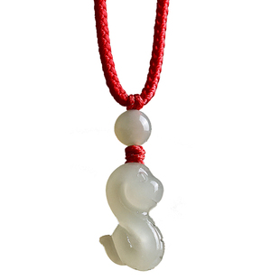 天然和田玉生肖蛇吊坠男女款本命年挂件属蛇项链汽车钥匙扣手机链