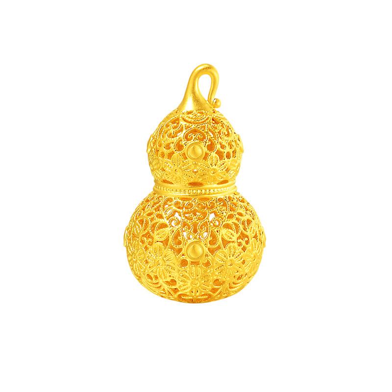 天美珠宝足金999镂空葫芦吊坠