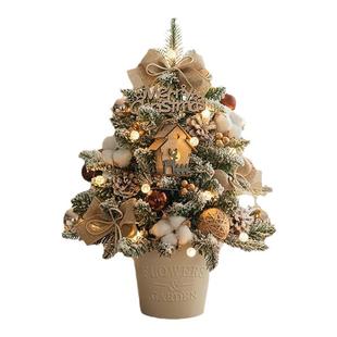 圣诞节装饰品场景布置圣诞树家用小型加密摆件灯diy手工ins风套餐