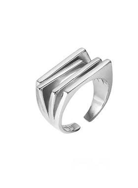 s925重工多层感光面小众银饰戒指