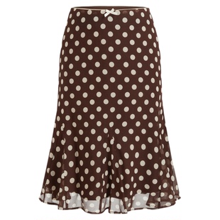 CIDER蕾丝蝴蝶结设计感鱼尾半裙美式复古波点半身裙114367943