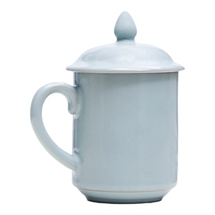 雅瓷汝窑将军杯陶瓷大容量会议泡茶杯带盖办公室汝瓷喝茶杯马克杯