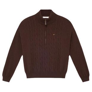 三所vintage 老钱风经典麻花拉链polo领毛衣羊毛廓形套头针织衫女