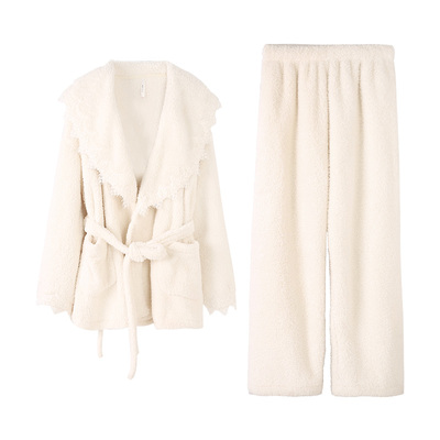 安之伴【巨保暖】珊瑚绒睡衣女士冬款加绒加厚冬季睡袍套装家居服