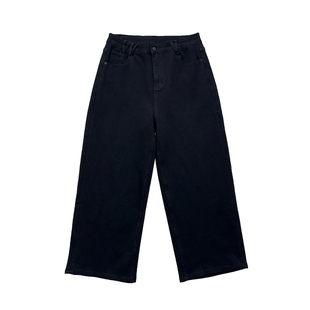 大爽大码加绒直筒牛仔裤女冬季高弹奶奶裤显瘦裤子黑色微胖裤子