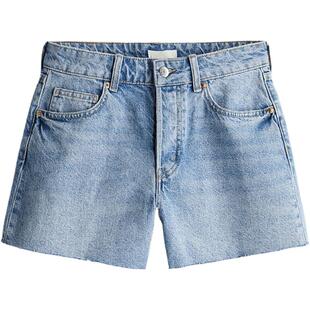 HM女装牛仔裤春季基础款时尚慵懒毛边修身舒适辣妹短裤1222130